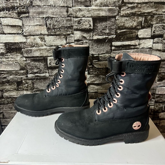 Timberland Gaiter Combat Boots Black & Baby Pink Mid-Calf Waterproof US 6 Women - Picture 12 of 16